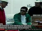 Evo Morales saluda a minero boliviano rescatado