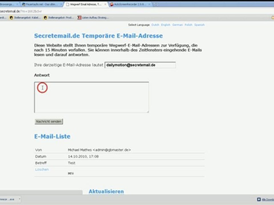 Wegwerf email secretemail.de