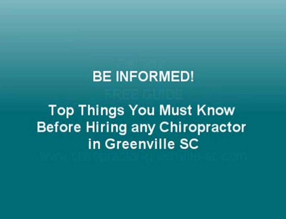 chiropractor greenville sc, Things you must know about!