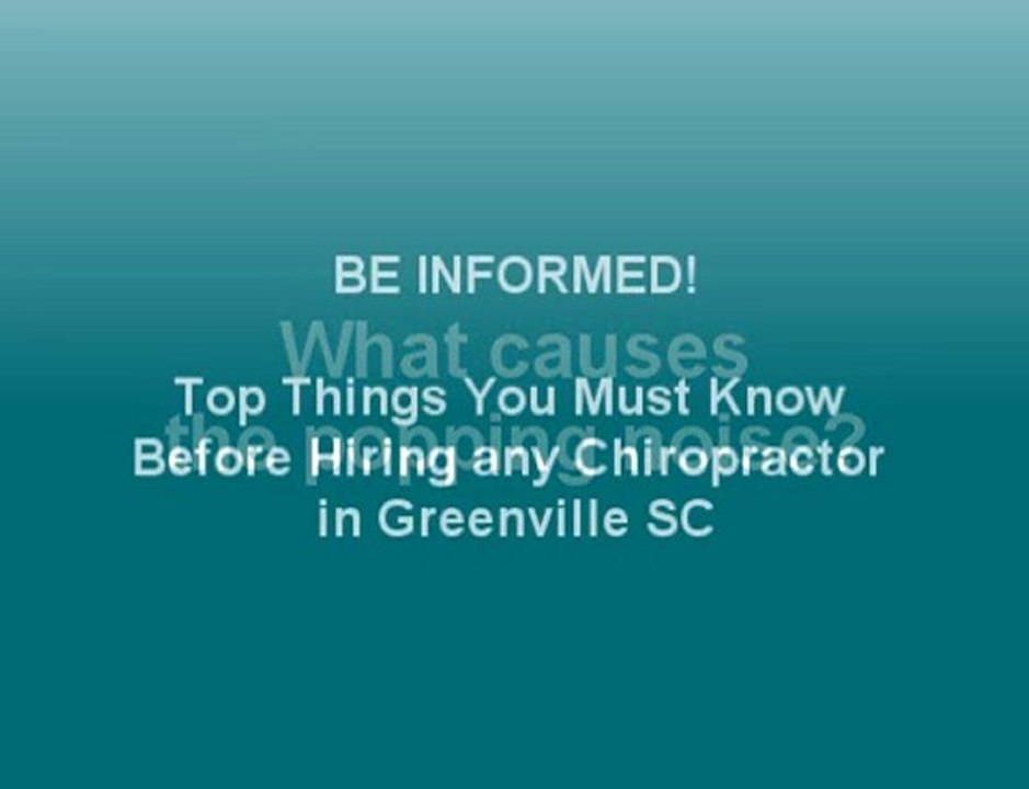 chiropractor greenville sc, Things you must know about!