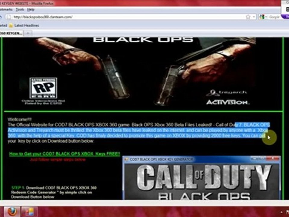free keys for black ops xbox 360