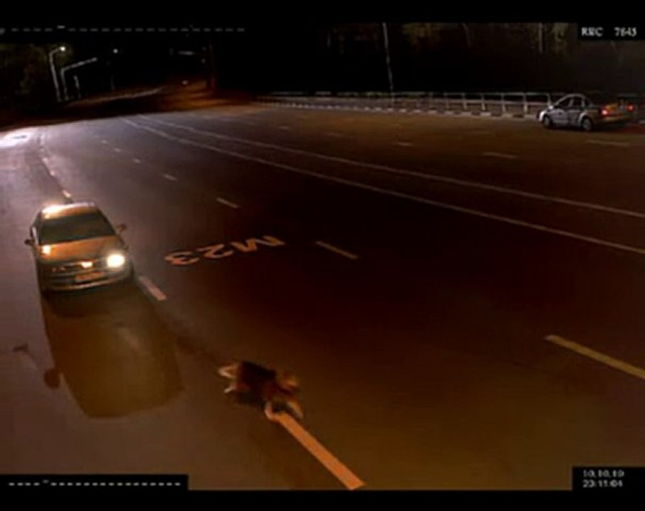 Russian cop hides from wolves