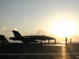 USS Abraham Lincoln launches and recovers aircraft while ope