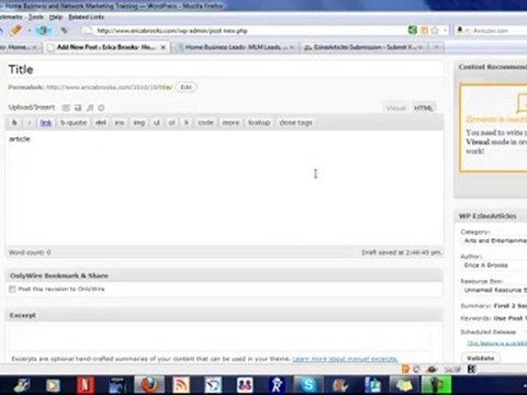 Article Marketing Ezine Articles Wordpress Plugin Tutorial