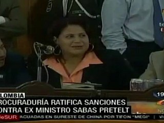Procuraduría de Colombia ratifica sanciones para Sabas Pretelt