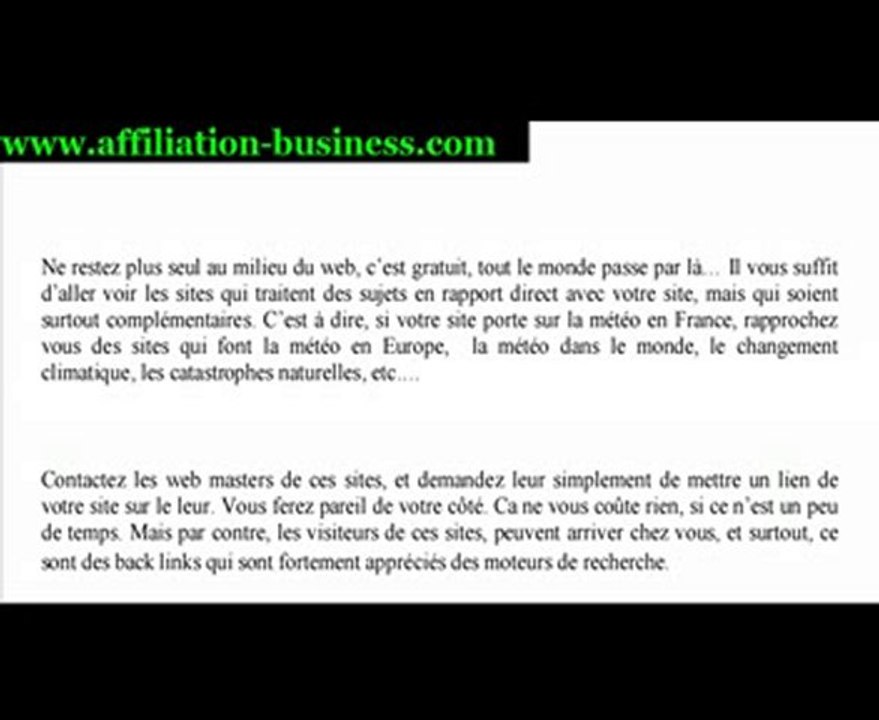 Echange de liens Affiliation gratuite
