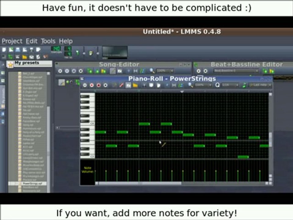 LMMS tutorial | Add Instruments, Melody and Drums