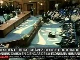 Chávez recibe doctorado honoris causa, Tripoli; debemos hacer todo para salvar a la humanidad