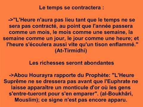 Les signes précurseurs de la Fin des temps Selon le prophete