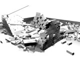 Rendu Explosion d'une maison en brique Blender 3D