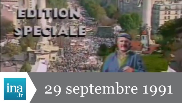 19/20 FR3 du 29 septembre 1991 - 200 000 agriculteurs à Paris - Archive INA