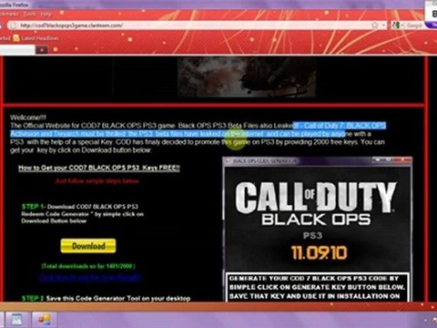 Call of Duty Blackops Keys free PS3