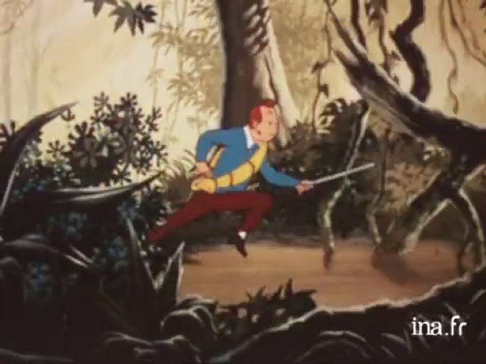 Toulouse, le dessinateur Hergé présente son film "Tintin et le temple du soleil"