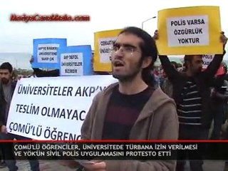 ÇOMÜ'de türban ve sivil polis protestosu