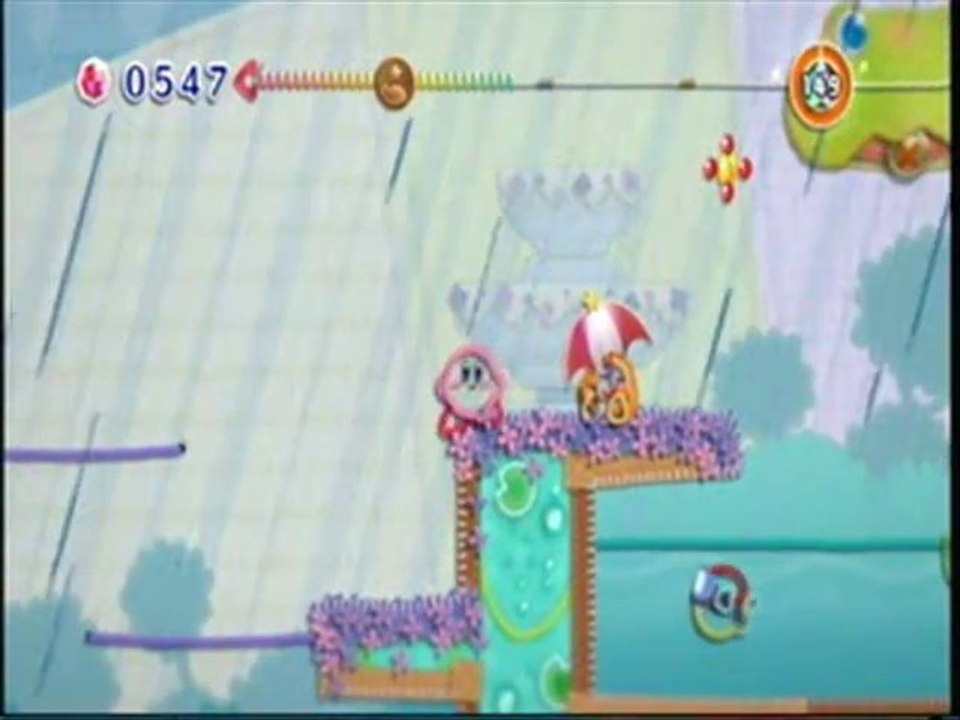 Kirby's Epic Yarn - 2) Fleurs et cascades