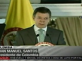 Presidente Santos lamenta muerte de Kirchner