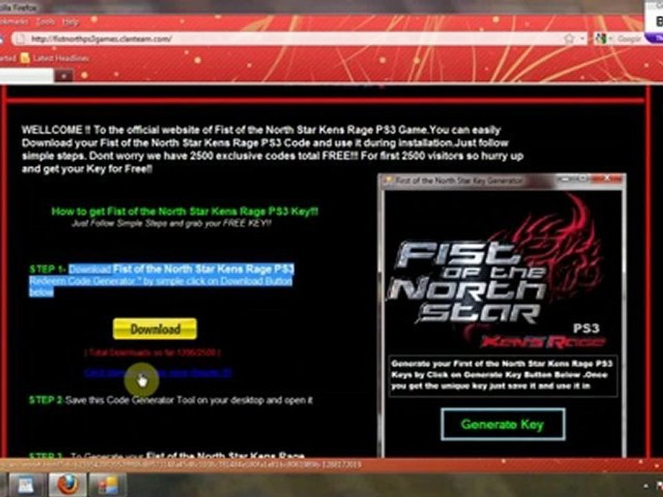 Free Fist of north star PS3 geunine codes