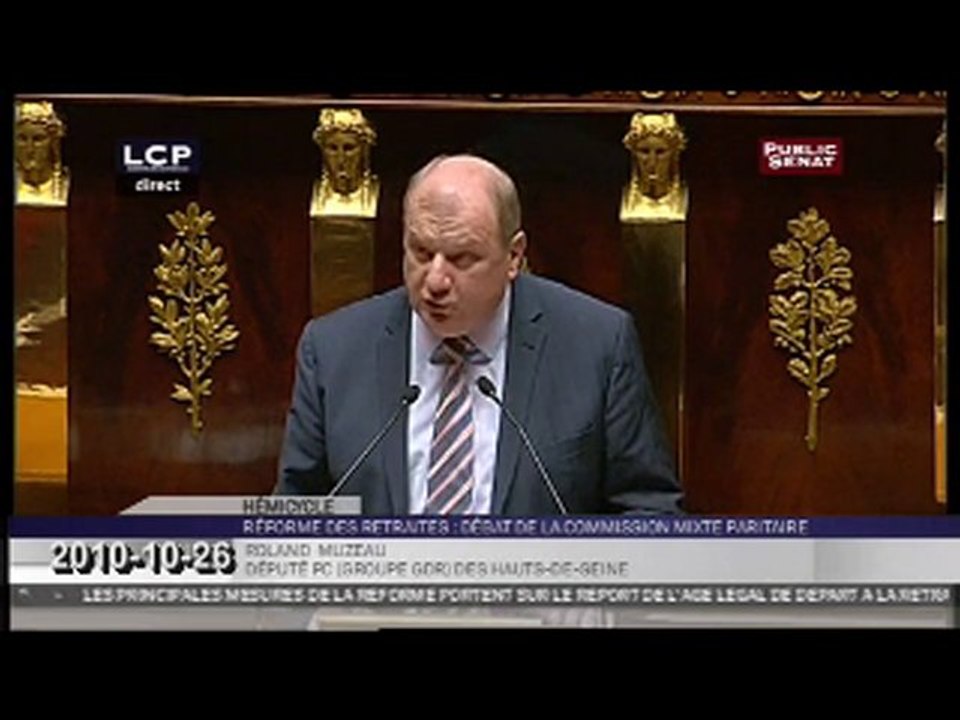 Retraites - Roland MUZEAU Motion de rejet préalable (GDR)