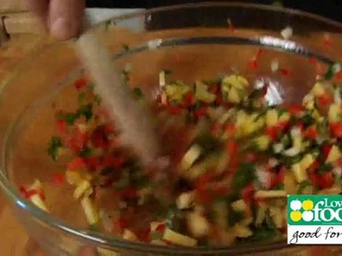 Pan Seared Scallops with Peach Salsa & Fingerlings