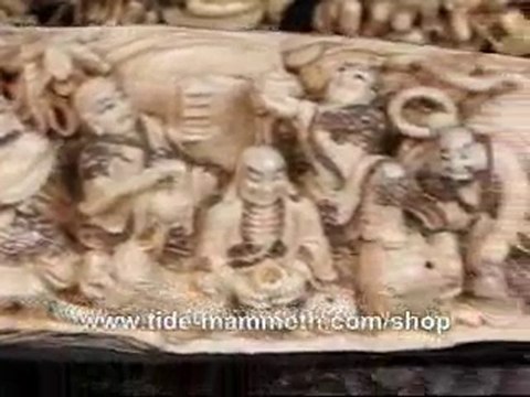mammoth ivory tusk carving Buddha Lo Han and Fairy 37359