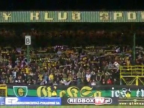 Oprawa i doping kibiców GKS Katowice podczas meczu z ŁKS