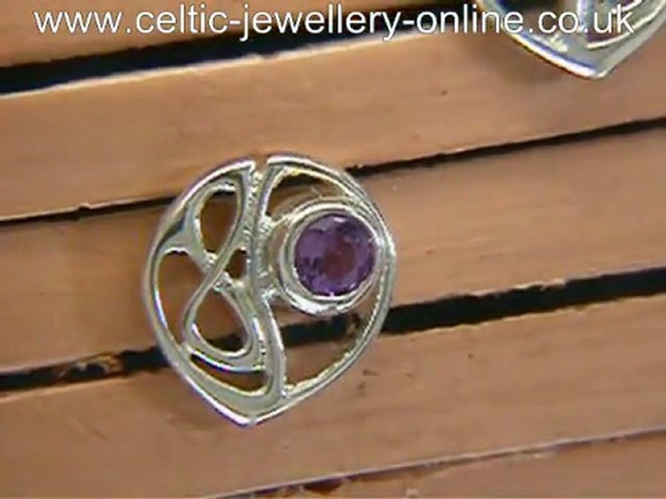 Silver Celtic Earrings DWO455 Amethyst