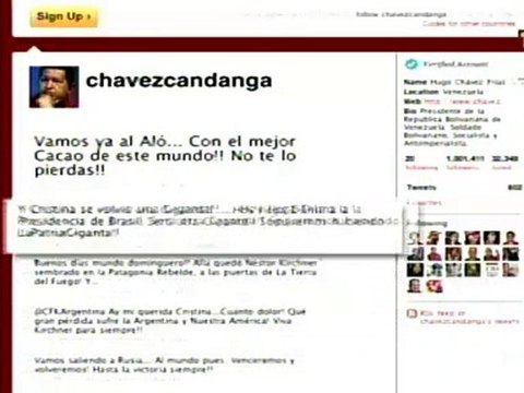 Cuenta en Twitter de presidente Chávez tiene un millón de seguidores