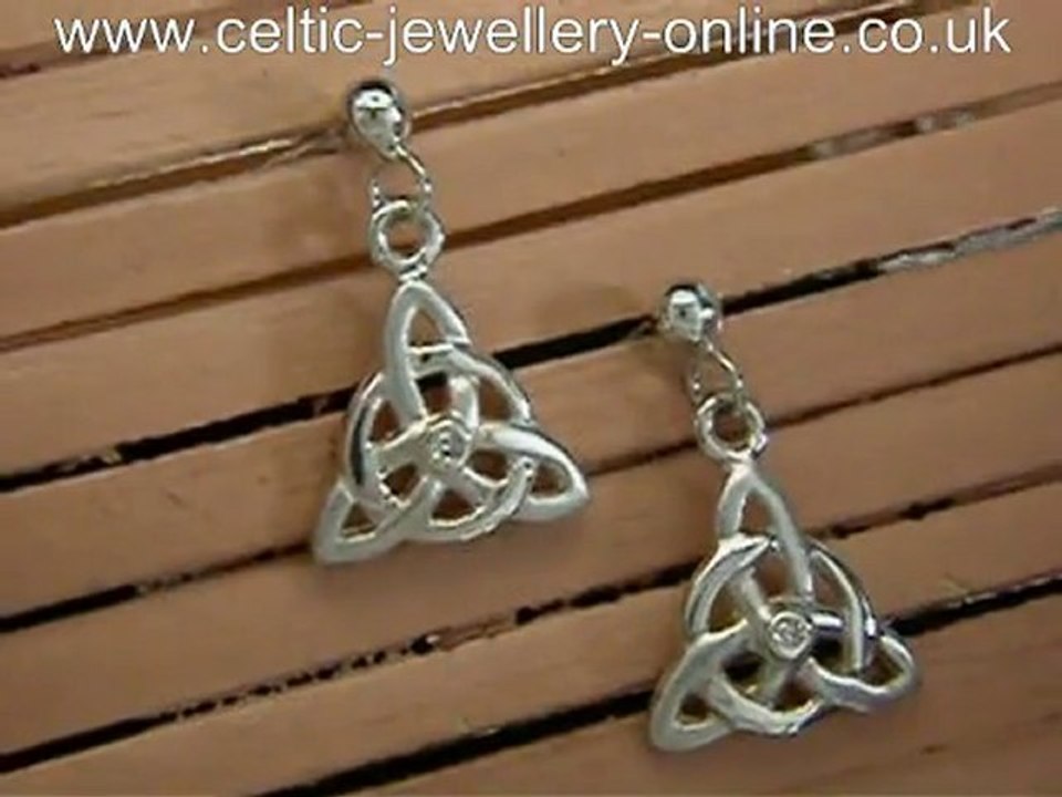 Silver Celtic Earrings DWK313 Diamond set