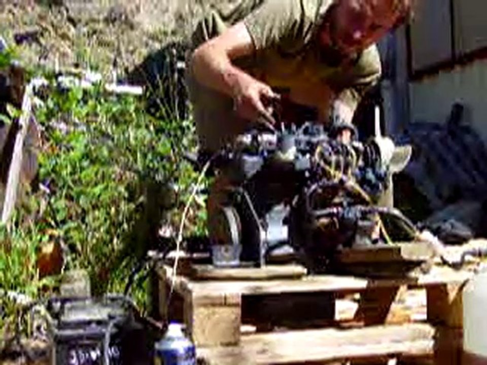 moteur kubota D722 diesel, premier essai après remontage