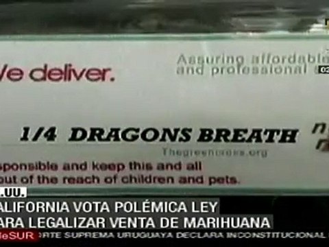 California vota ley para legalizar venta de mariguana