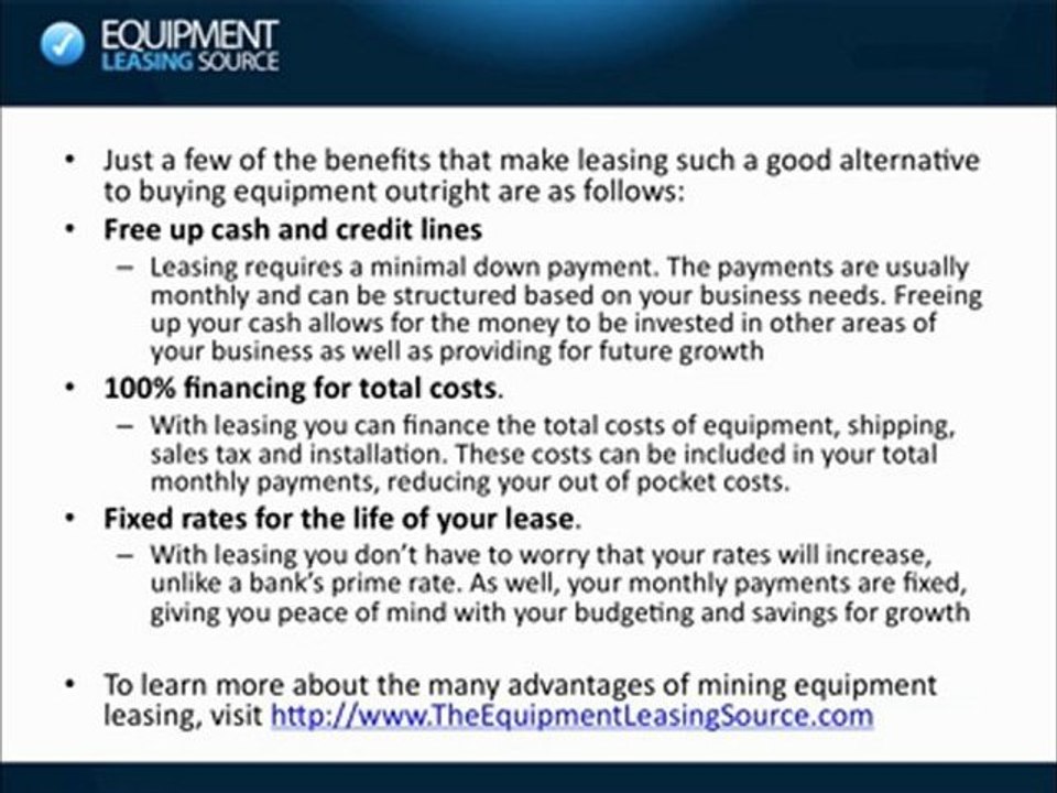 Mining Equipment Leasing
