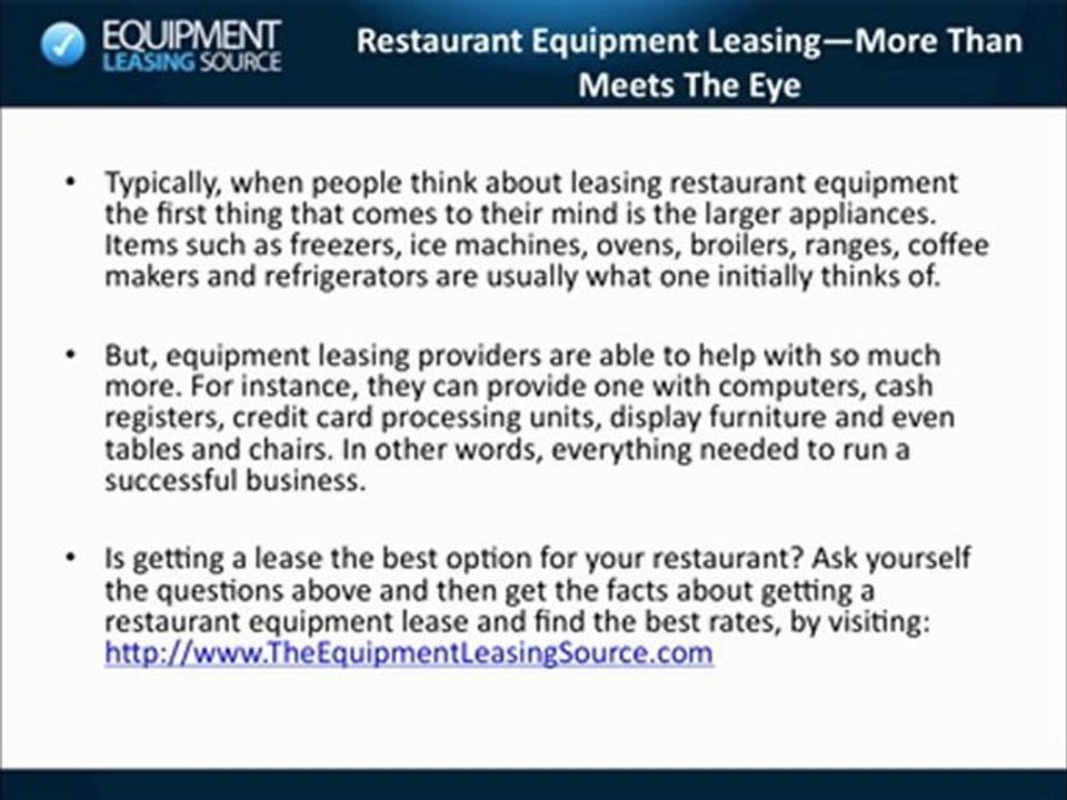 Restaurant Equipment Lease