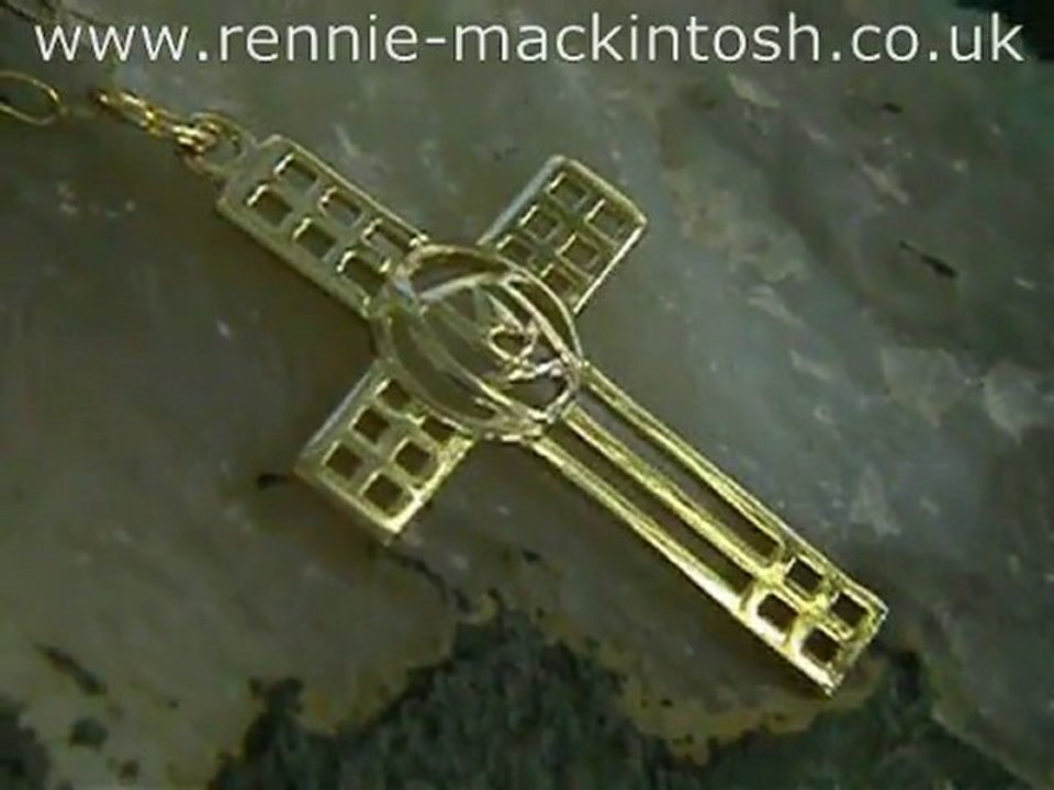 Charles Rennie Mackintosh gold cross necklace DWA154