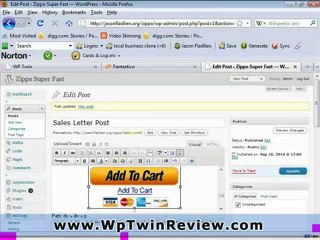 WPTwin Bonus - Instant Sales Letters Plugin in Action