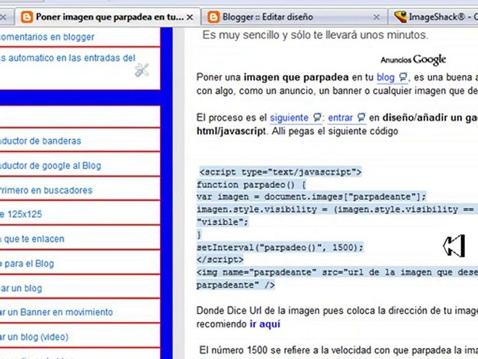 Como poner imagen que parpadea en el blog