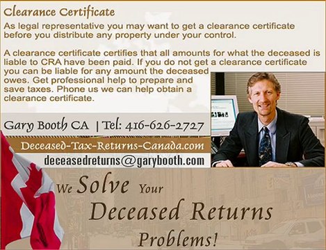 Clearance Certificate | Deceased-Tax-Returns-Canada.com (Tor