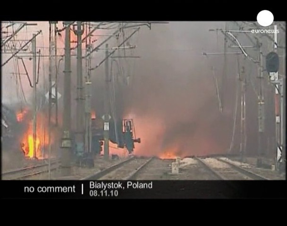 Des wagons citernes prennent feu en Pologne