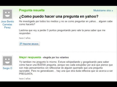 Preguntas estúpidas en Yahoo! Respuestas