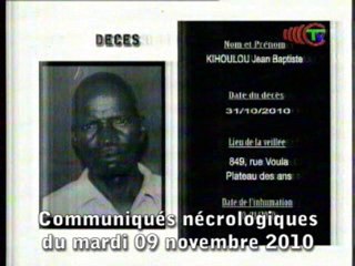 Communiqués nécrologiques du 09-11-10