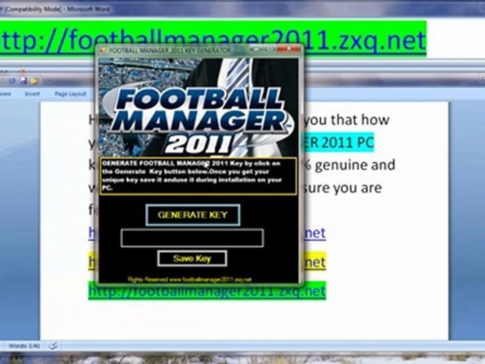 FOOTBALL MANAGER 2011 PC CODE GENERATOR 100% GEUNINE