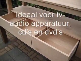 Eiken tv-meubel 3 greeploze lades