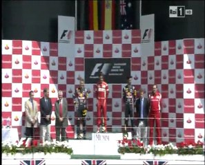 Premiazione GP  Gran Bretagna 2011 Alonso + Inno Italiano