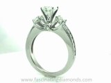 Heart Shape Three Stones Trellis Set Round Diamond Engagement Ring FDENR7325HT