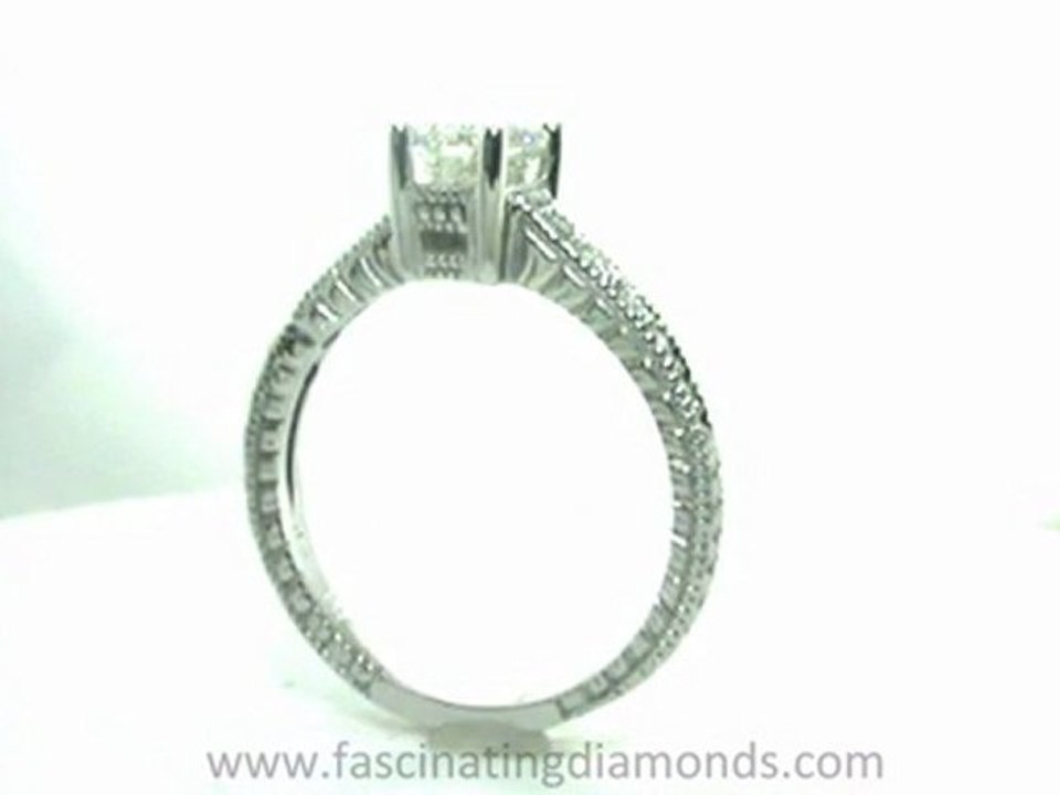 Emerald Cut Diamond Engagement Ring Vintage Style Pave Set FDENR659EM