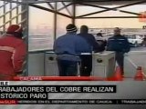 Trabajadores del cobre inician huelga en Chile