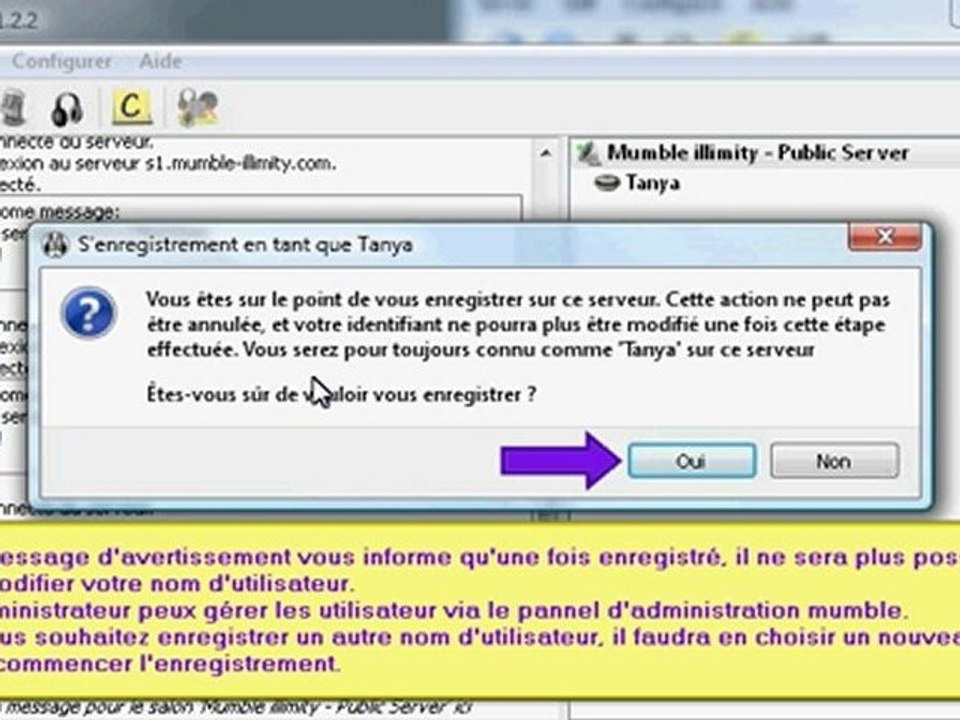 Tuto Mumble : Enregistrer un nom d'utilisateur