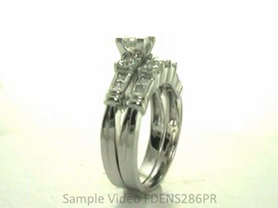 FDENS286PR  Princess Cut Diamond Three Stone Wedding Rings Set With Channel Set Side Stones
