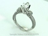 FDENS3132PER  Pear Shape Diamond Engagement Ring With Milgrains On The Edges