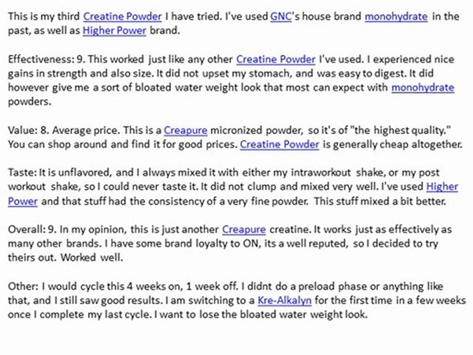 ON Creatine Powder Reviews