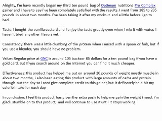 ON Pro Complex Gainer Reviews